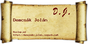 Demcsák Jolán névjegykártya